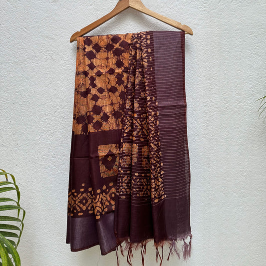 Tibetan Red Batik Cotton Silk Saree