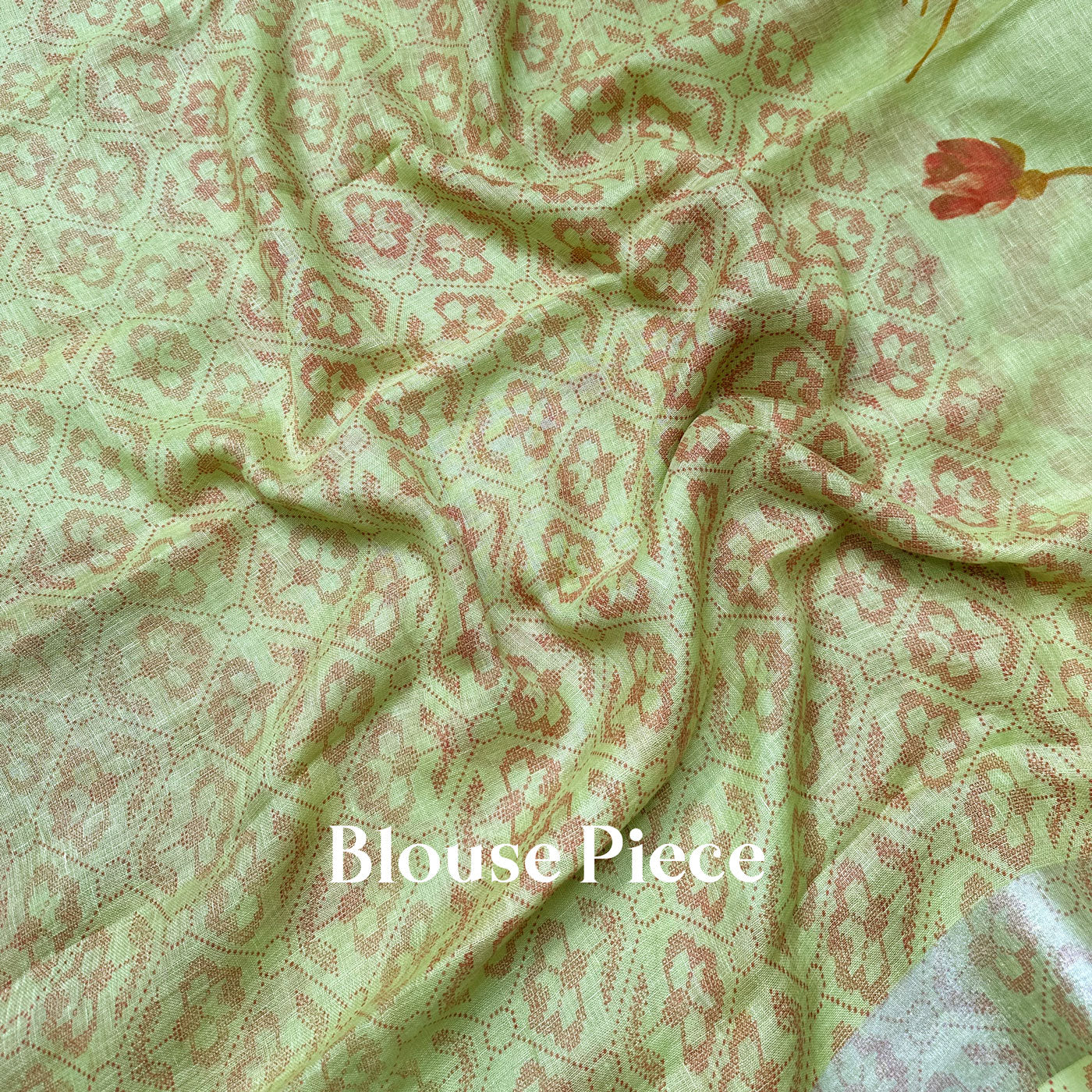 Tropical Spring Handblock Printed Pure Linen Saree