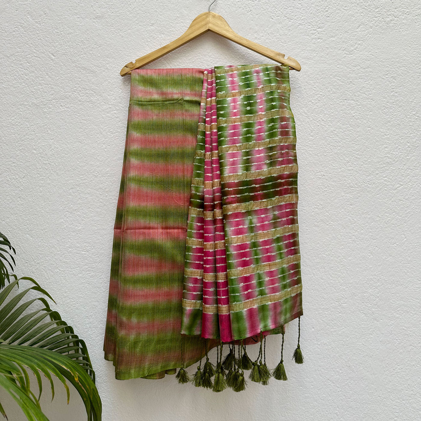 Turtle Green Shibori Cotton Silk Saree