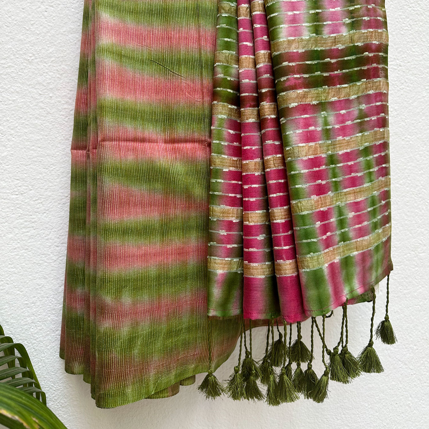 Turtle Green Shibori Cotton Silk Saree