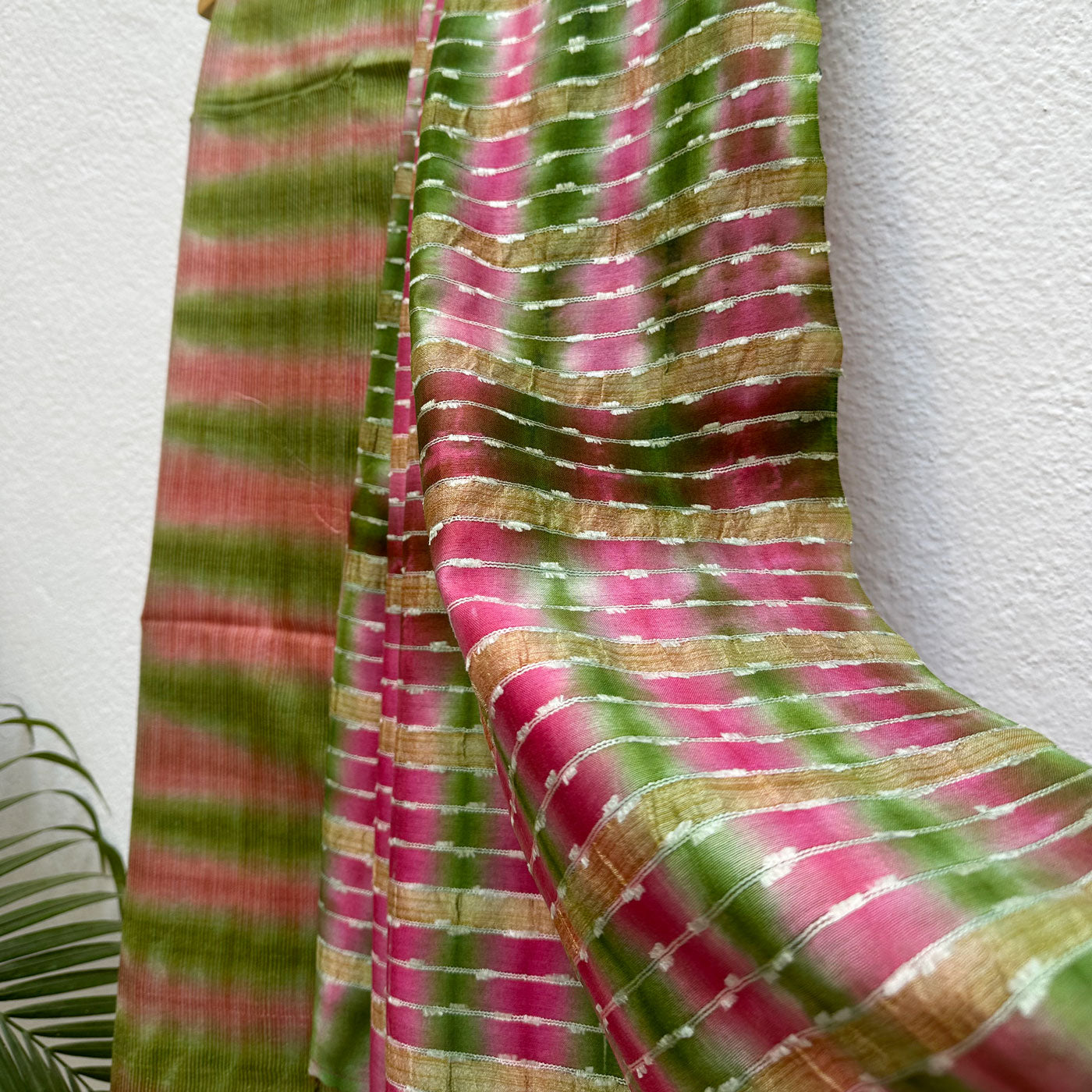 Turtle Green Shibori Cotton Silk Saree