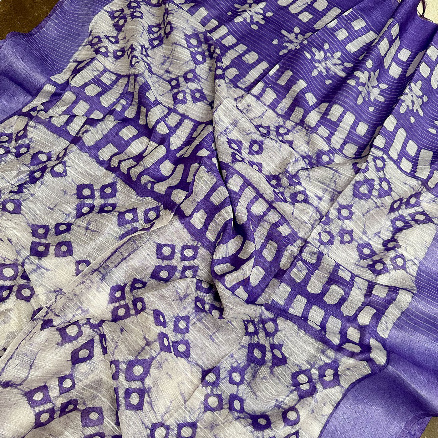 Ultra Violet Cotton Silk Batik Saree