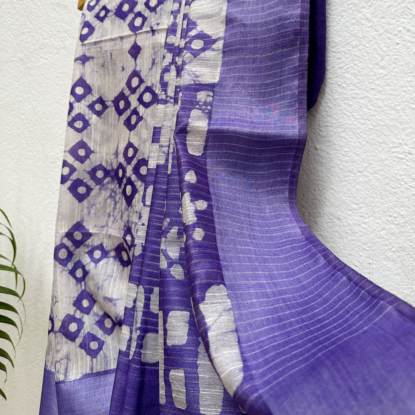 Ultra Violet Cotton Silk Batik Saree