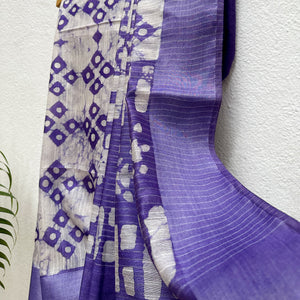 Ultra Violet Cotton Silk Batik Saree