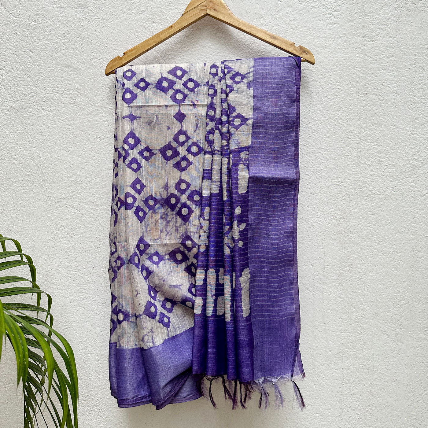 Ultra Violet Cotton Silk Batik Saree