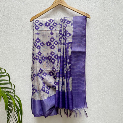 Ultra Violet Cotton Silk Batik Saree