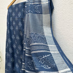 Load image into Gallery viewer, Urvashi Indigo Handblock Cotton Linen Saree
