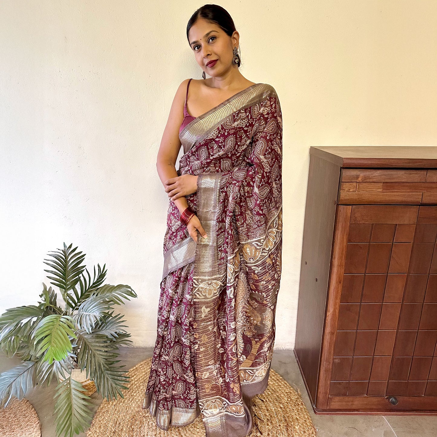 Vaamika Kalamkari Cotton Silk Printed Saree