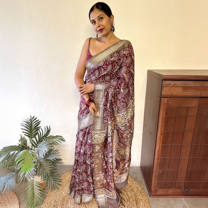 Vaamika Kalamkari Cotton Silk Printed Saree