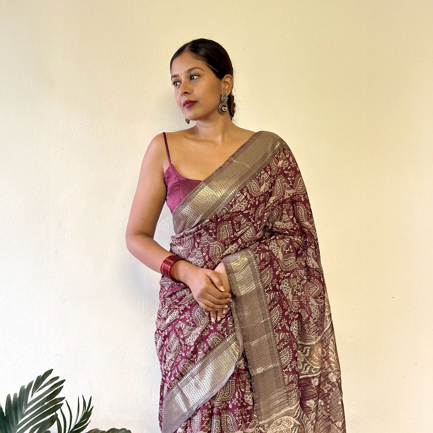 Vaamika Kalamkari Cotton Silk Printed Saree