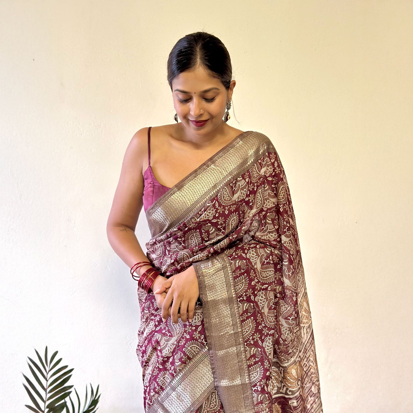 Vaamika Kalamkari Cotton Silk Printed Saree