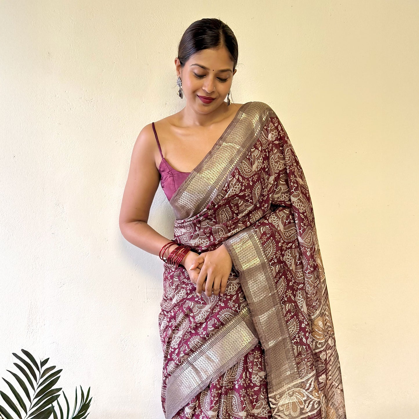 Vaamika Kalamkari Cotton Silk Printed Saree