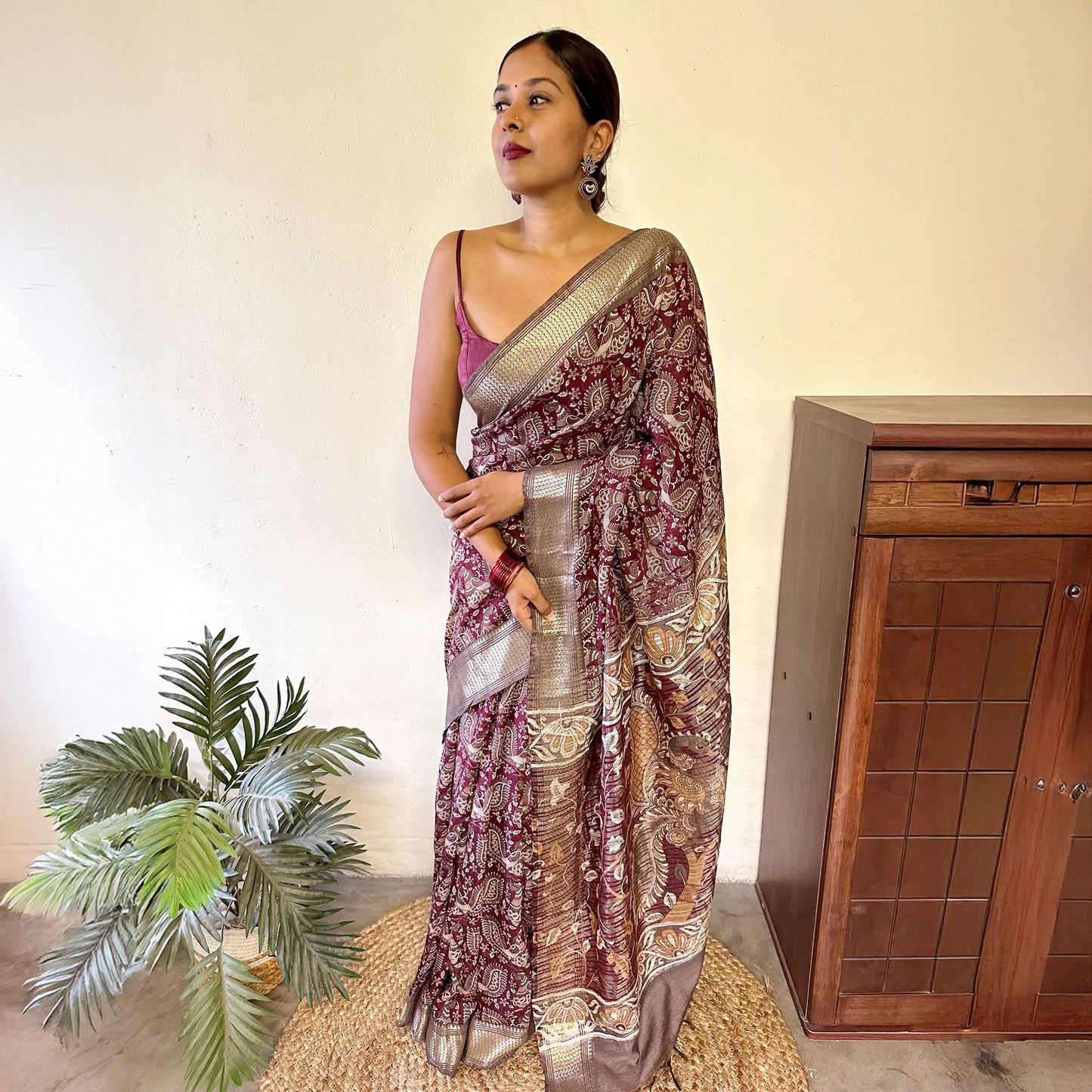 Vaamika Kalamkari Cotton Silk Printed Saree