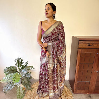 Vaamika Kalamkari Cotton Silk Printed Saree