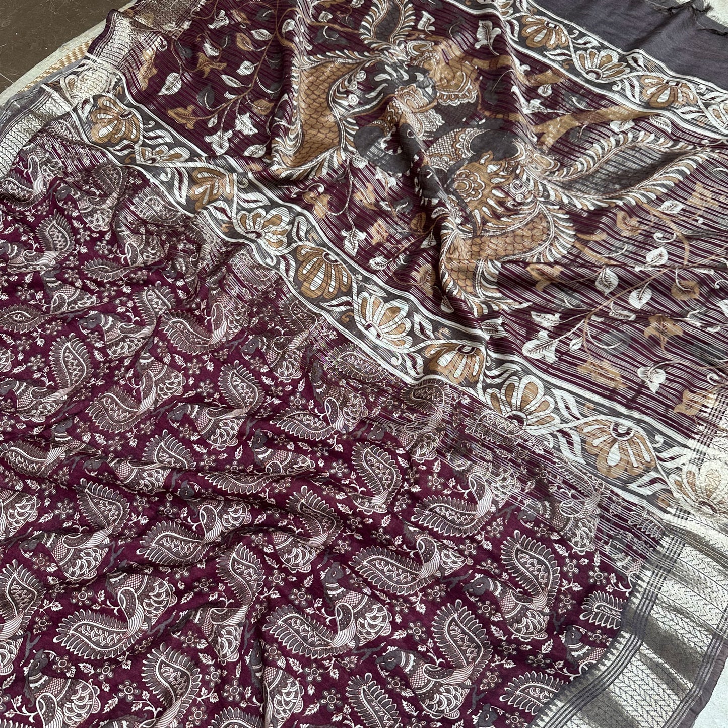 Vaamika Kalamkari Cotton Silk Printed Saree