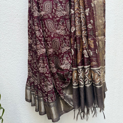 Vaamika Kalamkari Cotton Silk Printed Saree