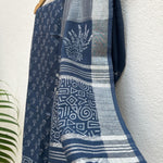 Load image into Gallery viewer, Vaarahi Indigo Hand Block Cotton Linen Saree
