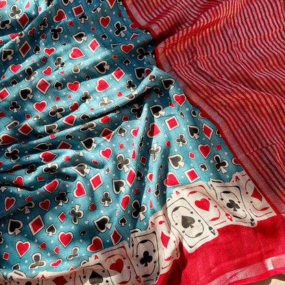 Vegas Poker Night Cotton Saree