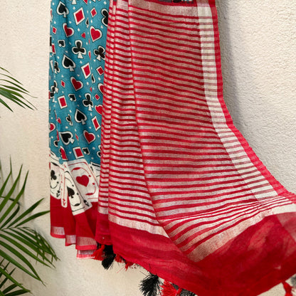 Vegas Poker Night Cotton Saree