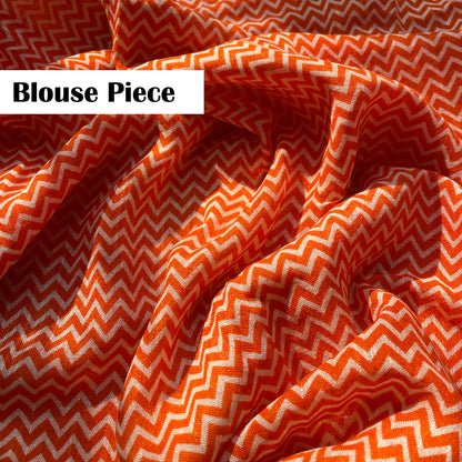 Vibrant Orange Organic Linen Saree