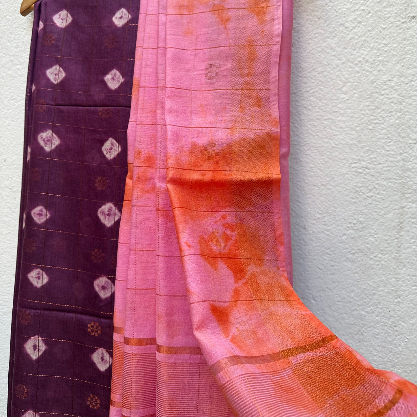 Violet Rose Shibori Cotton Silk Saree