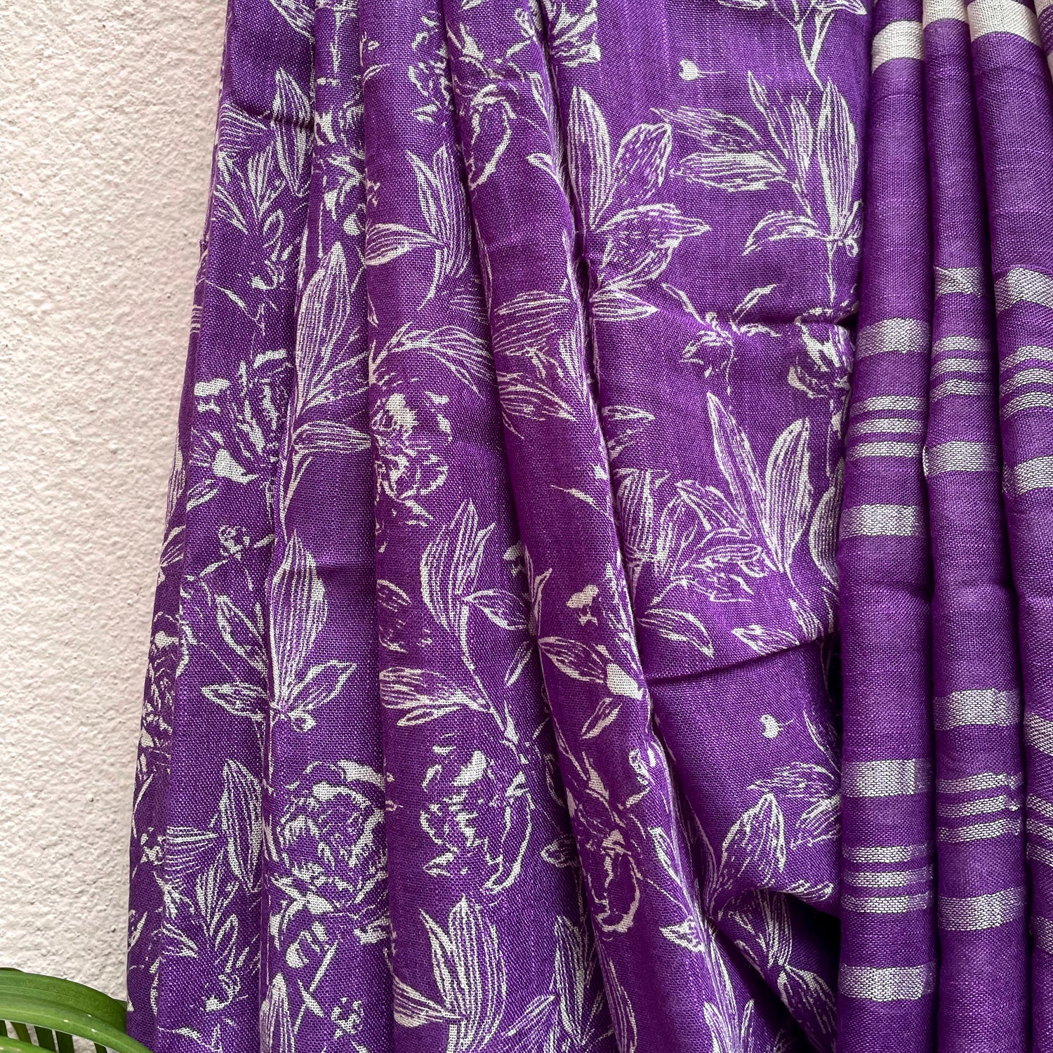 Violet Meadow Organic Linen Saree