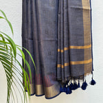 Load image into Gallery viewer, Volcanic Grey Cotton Metallic Saree
