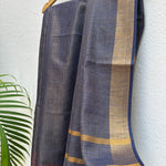 Load image into Gallery viewer, Volcanic Grey Cotton Metallic Saree
