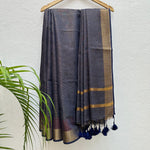 Load image into Gallery viewer, Volcanic Grey Cotton Metallic Saree
