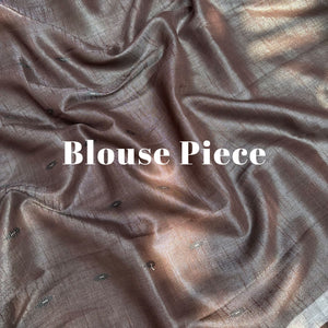 Walnut Brown Cotton Metallic Saree