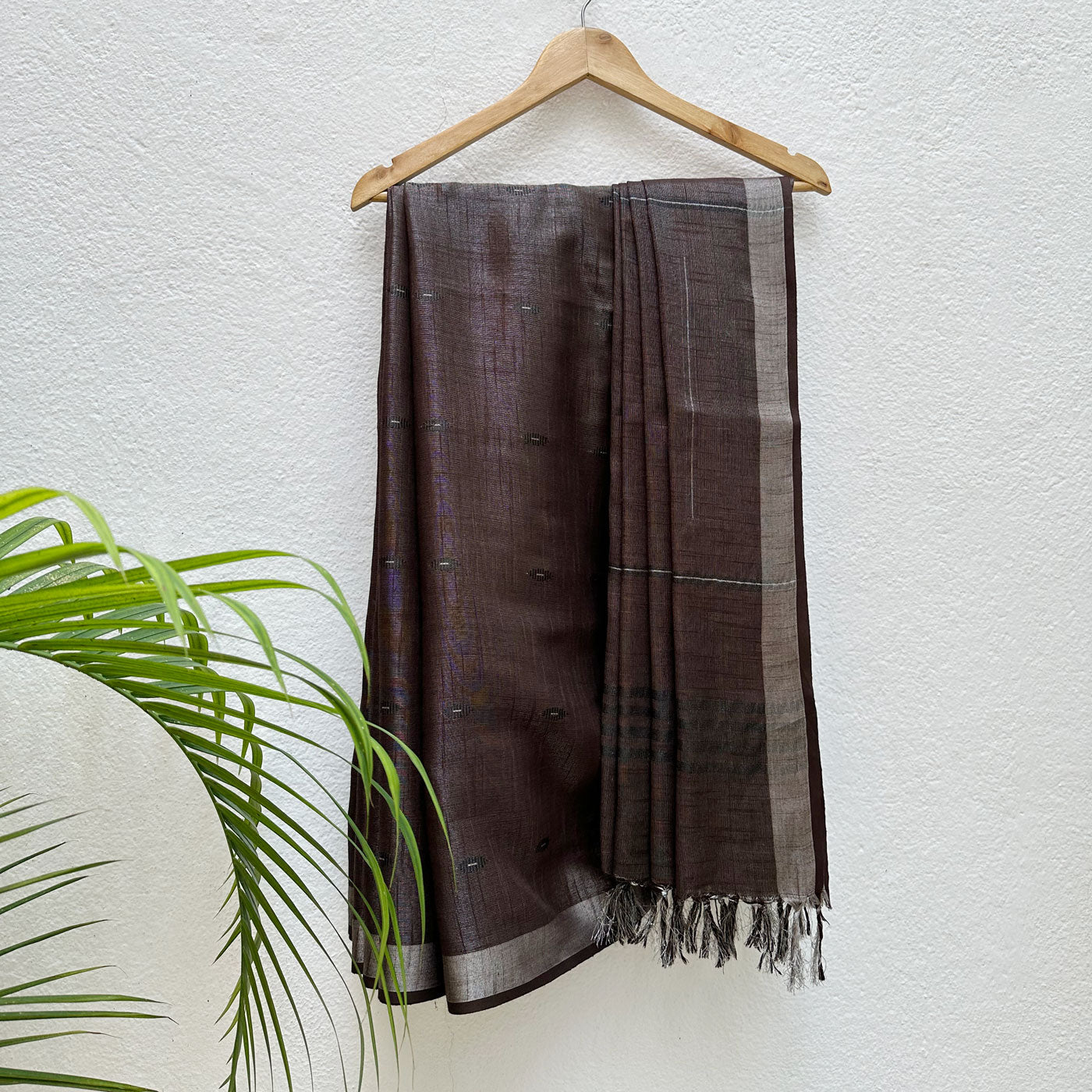 Walnut Brown Cotton Metallic Saree