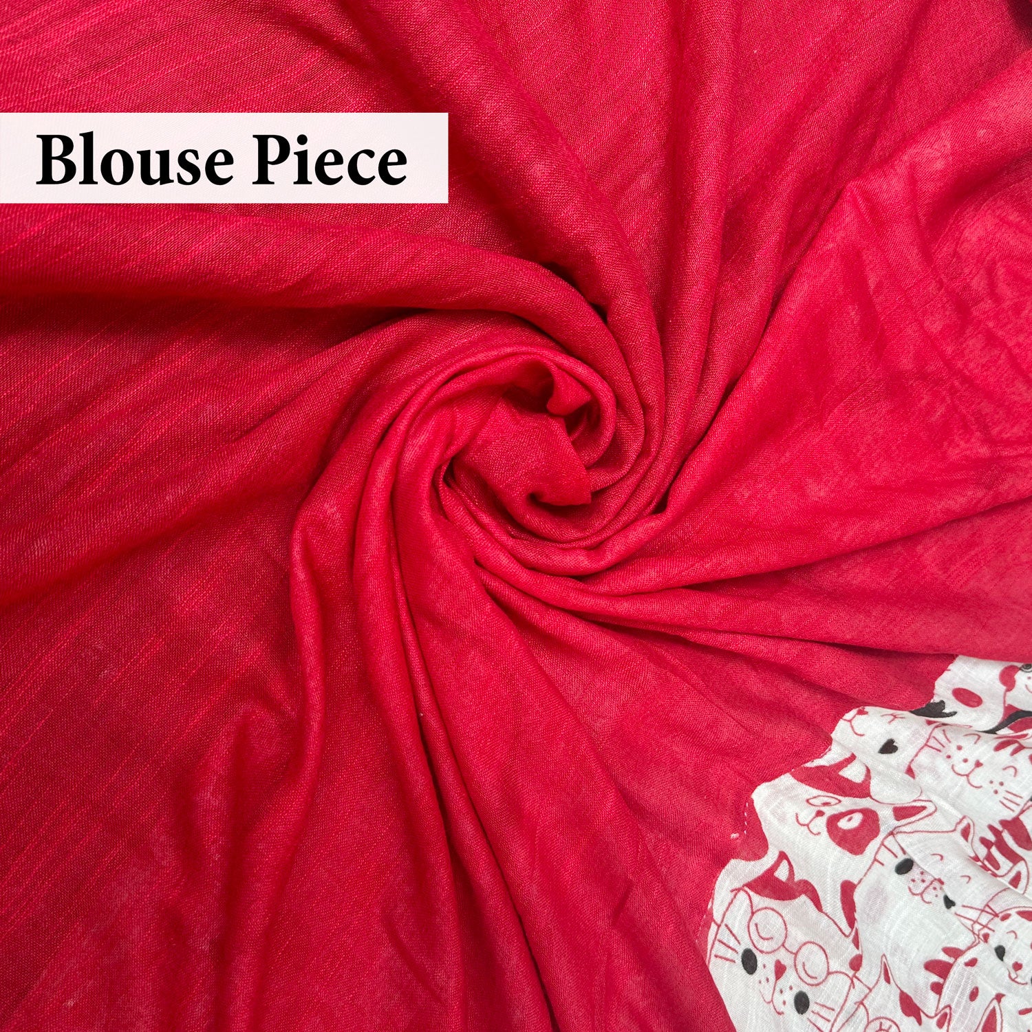 Whisker Theory ivory cotton saree with red blouse piece, Zoomies Collection Thread Weavers