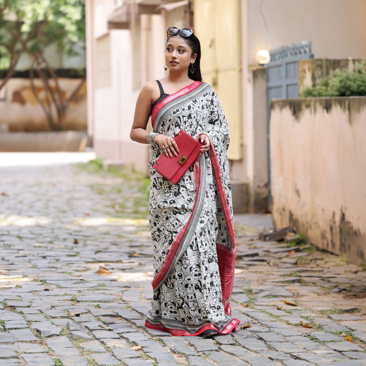 Who Let The Dog's Out Cotton Saree