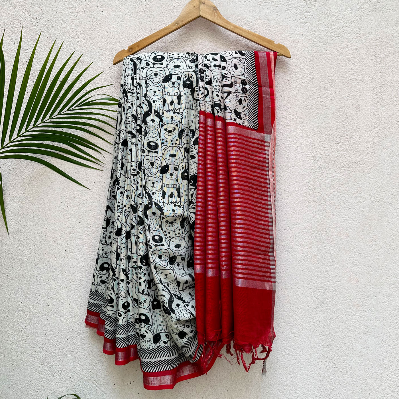 dog print cotton saree