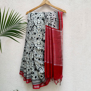 dog print cotton saree