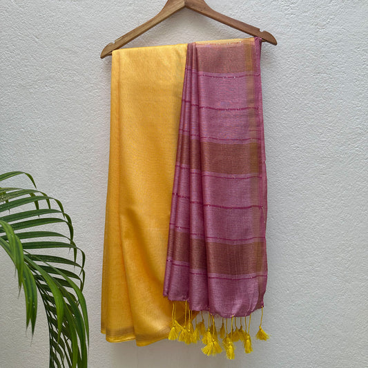 Wild Lantana Cotton Bamboo Silk Saree