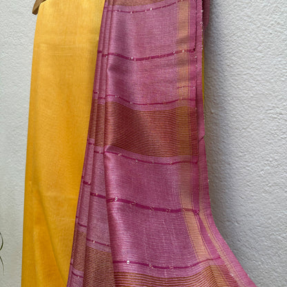 Wild Lantana Cotton Bamboo Silk Saree