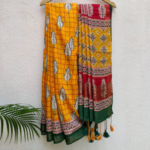 Willowbank Cotton Viscose Printed Saree