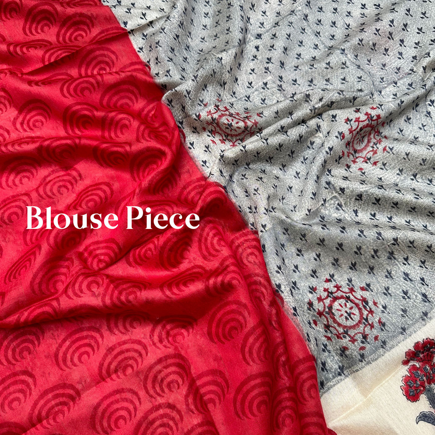 Wind Chime Handblock Cotton Viscose Silk Saree