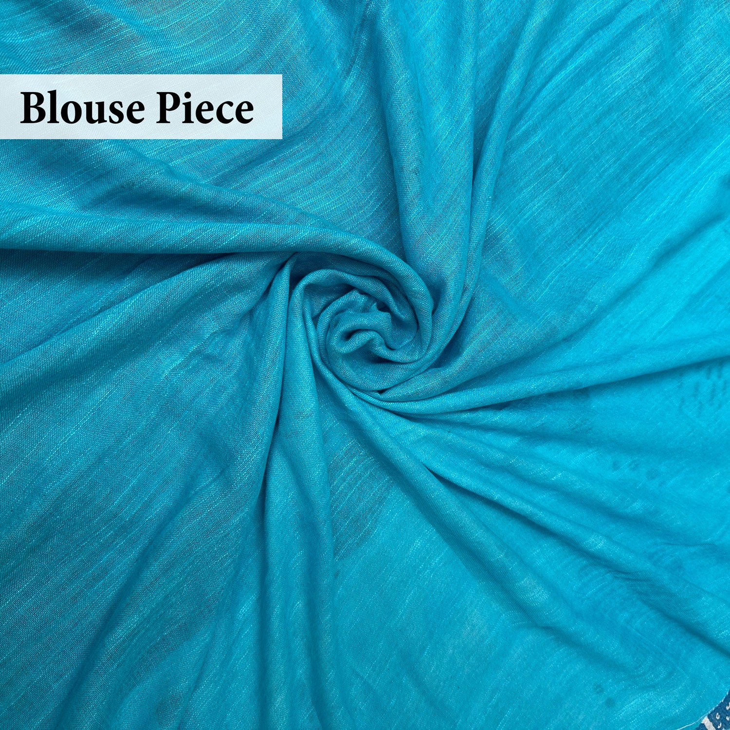 Woof & Wonder ivory cotton saree with blue blouse piece, Zoomies Collection TTW