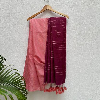 Peony Blush Cotton Viscose Silk Saree