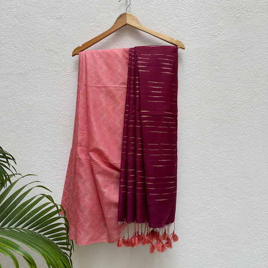 Peony Blush Cotton Viscose Silk Saree
