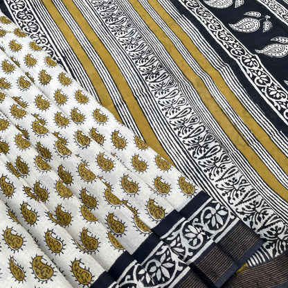 Ambaa Cotton Silk Hand Block Printed Saree