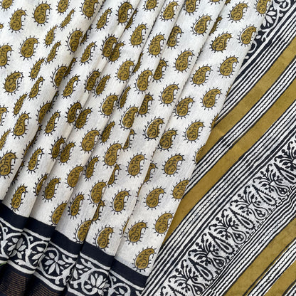 Ambaa Cotton Silk Hand Block Printed Saree
