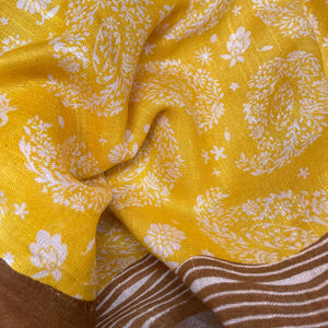 Blazing Yellow Organic Linen Saree