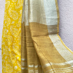 Load image into Gallery viewer, Blazing Yellow Organic Linen Saree
