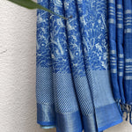 Load image into Gallery viewer, Azure Blue Organic Linen Printed Saree
