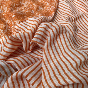 Orange Linen Printed Saree_Blouse