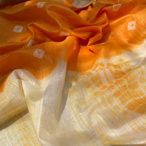 Mandarin Shibori Cotton Linen Saree