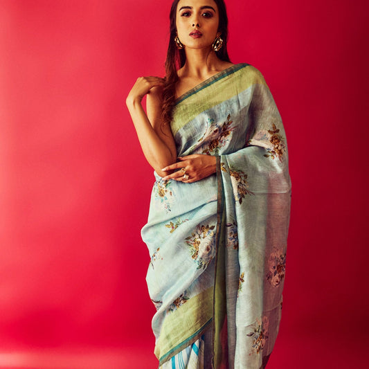 Evergreen Silk Linen Saree
